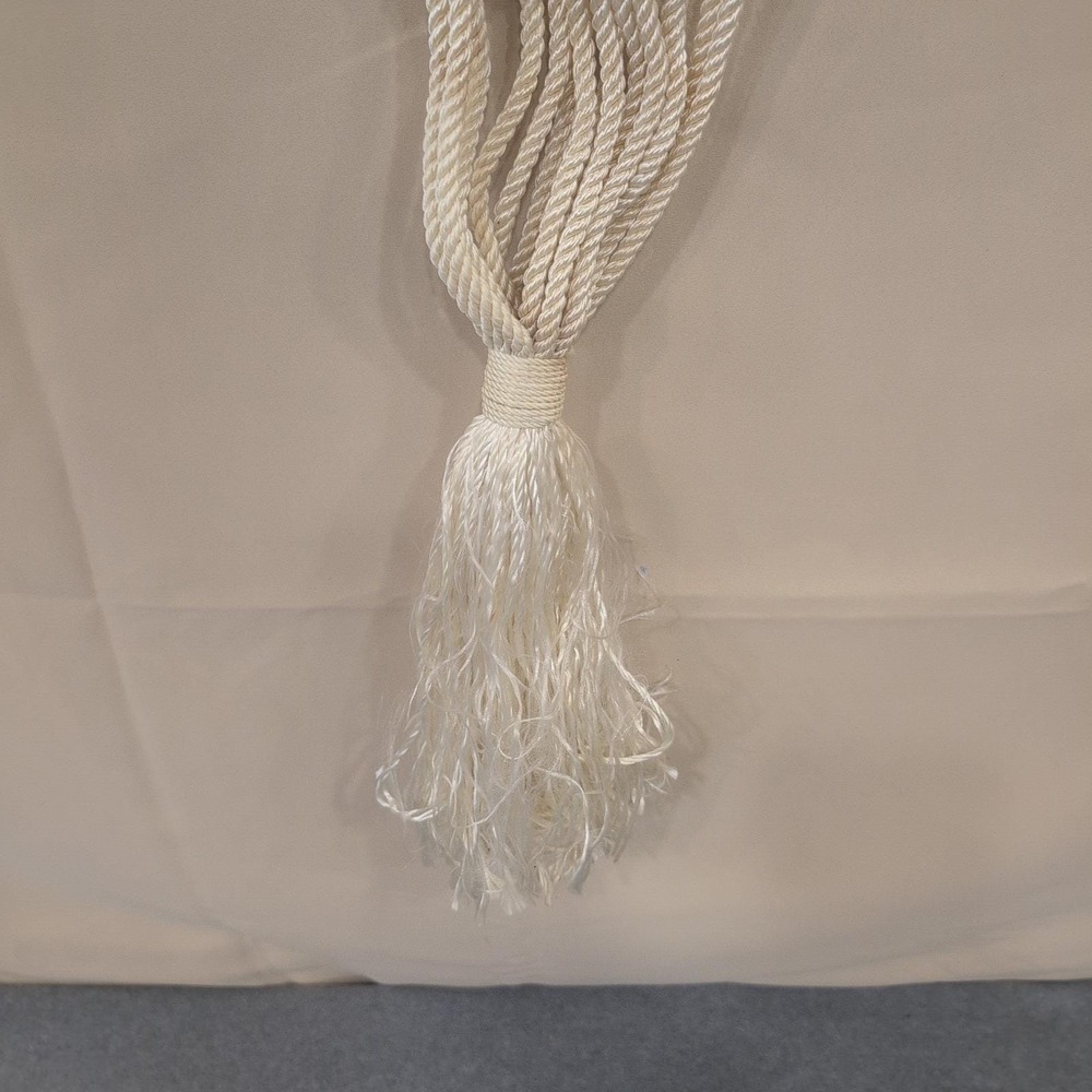 Vintage Macrame Plant Hanger‎ Cream Rope Wood Beads Boho Indoor Outdoor Decor - Picture 2 of 5